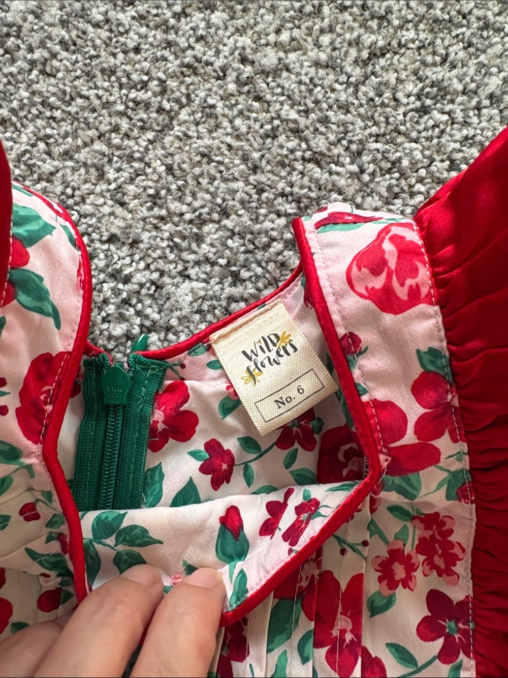 Wildflowers Red & Green Floral Party Dress Christmas Line Size 6 - Picture 3 of 3